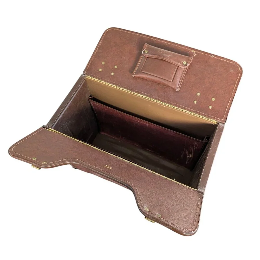 Vintage Faux Leather Banker's Box - Double Hinged Briefcase